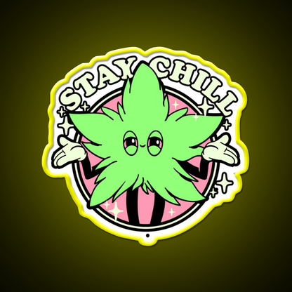 Stay Chill Hemp Inspired Green Leaf Led Neon Sign Rgb Color - LED neon sign view 7