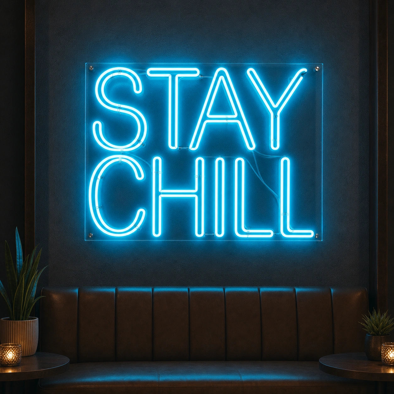 Stay Chill LED Neon Sign Garage Man Cave Neon Sign real lifestyle scene