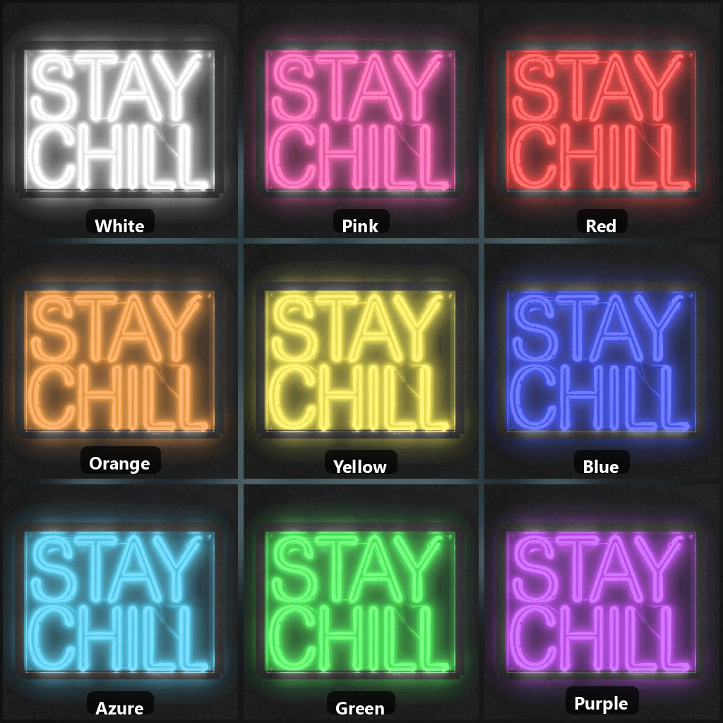 Stay Chill LED Neon Sign Garage Man Cave Neon Sign color grid