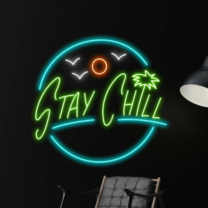 Stay Chill Summer Beach Led Neon Sign Chill On The Beach Decor - Shineneon