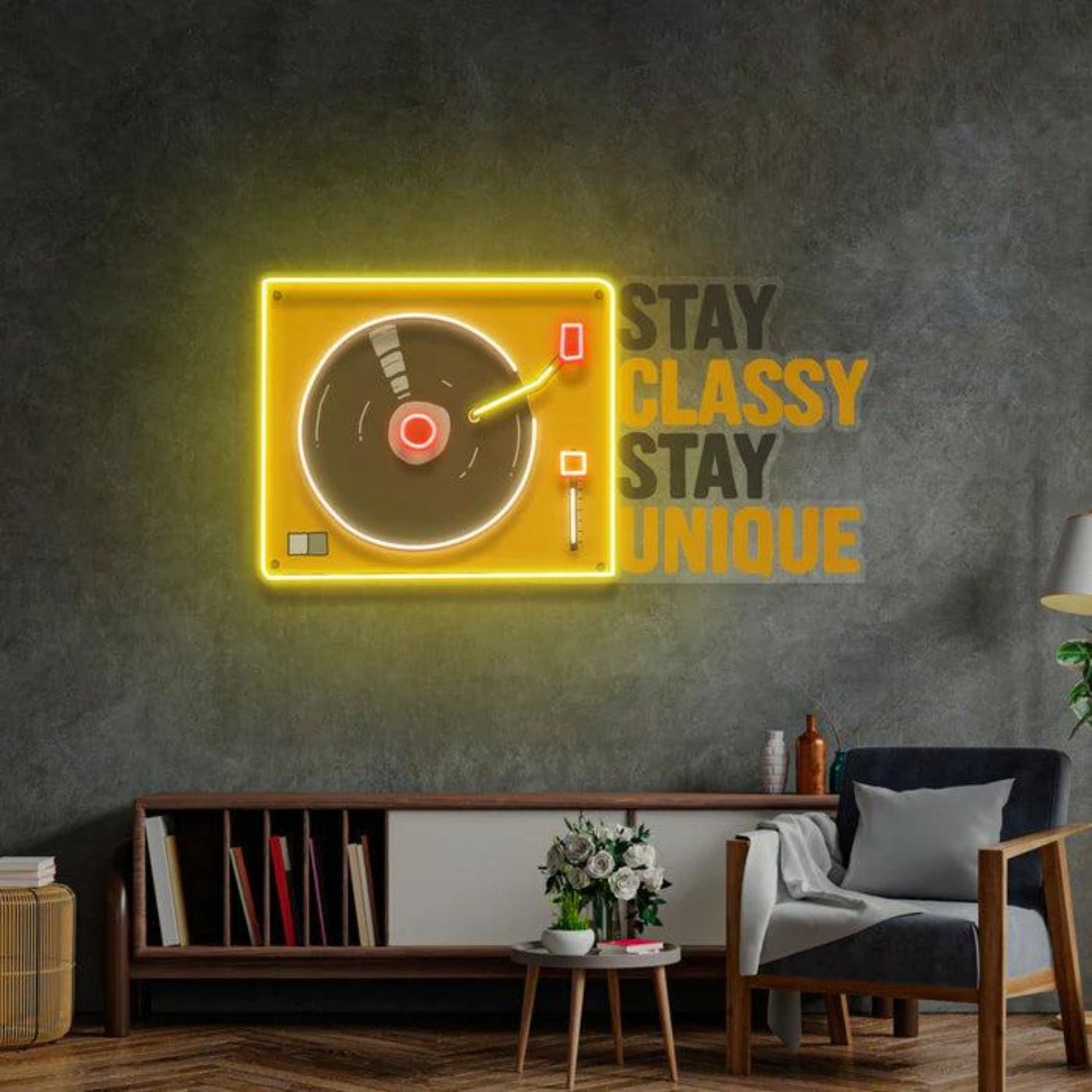 Stay Classy Stay Unique Retro Vinyl Player Led Neon Sign For Home Decor | Shineneon