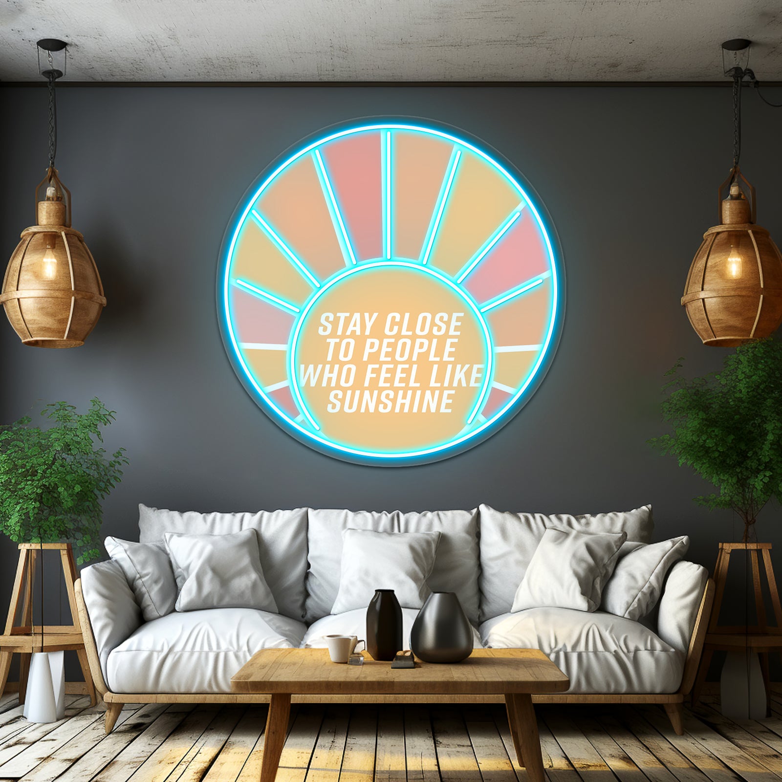 Stay Close To People Who Feel Like Sunshine Neon Signs Artwork For Home Decor | Shineneon