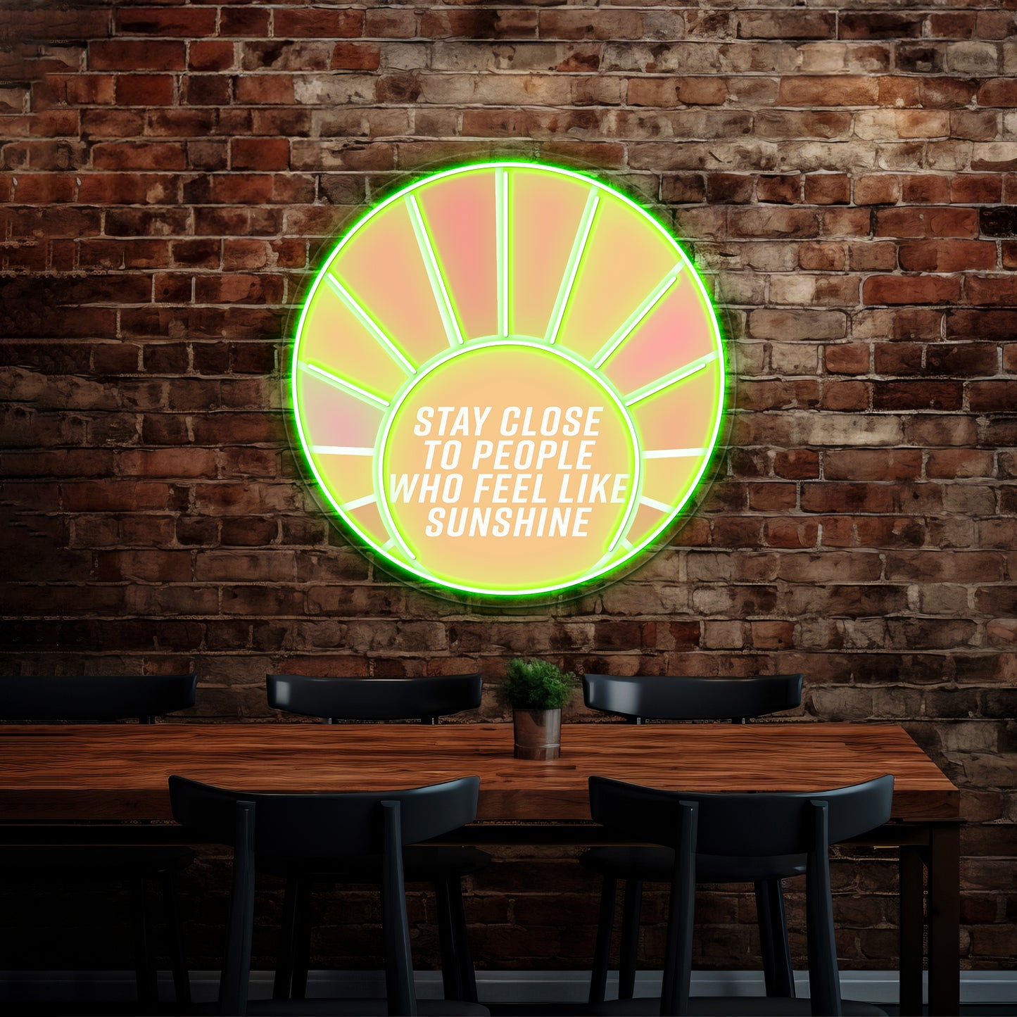 Stay Close To People Who Feel Like Sunshine Neon Signs Artwork For Home Decor