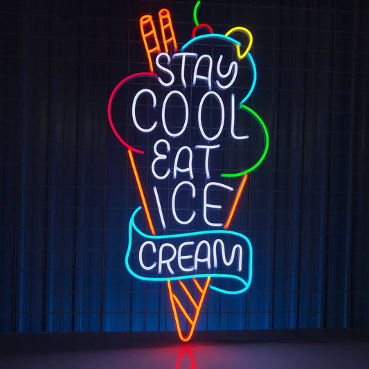 Stay Cool Eat Ice Cream Neon Light