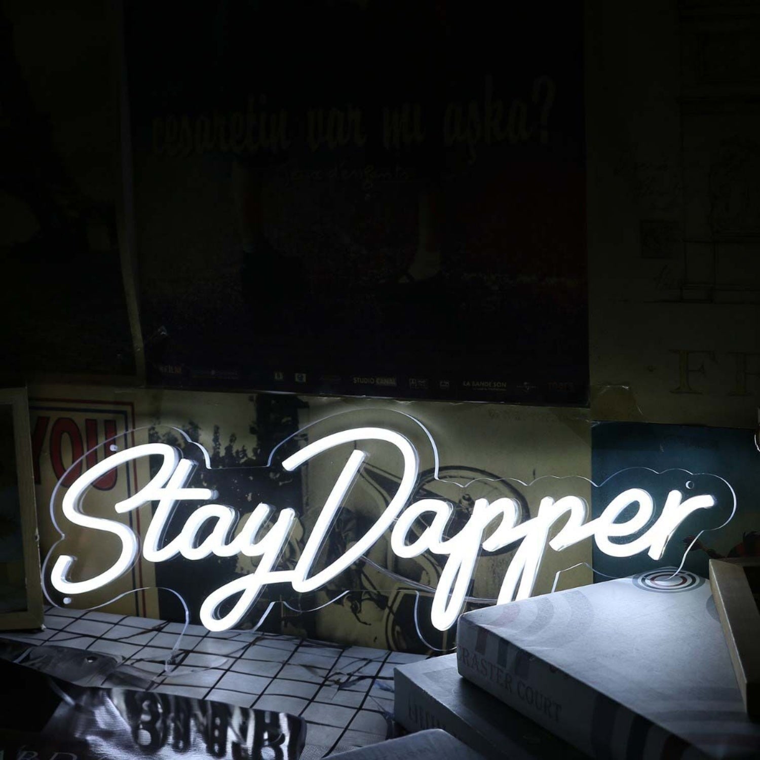 Stay Dapper White Led Neon Sign Finspirational And Stylish Spaces - Shineneon