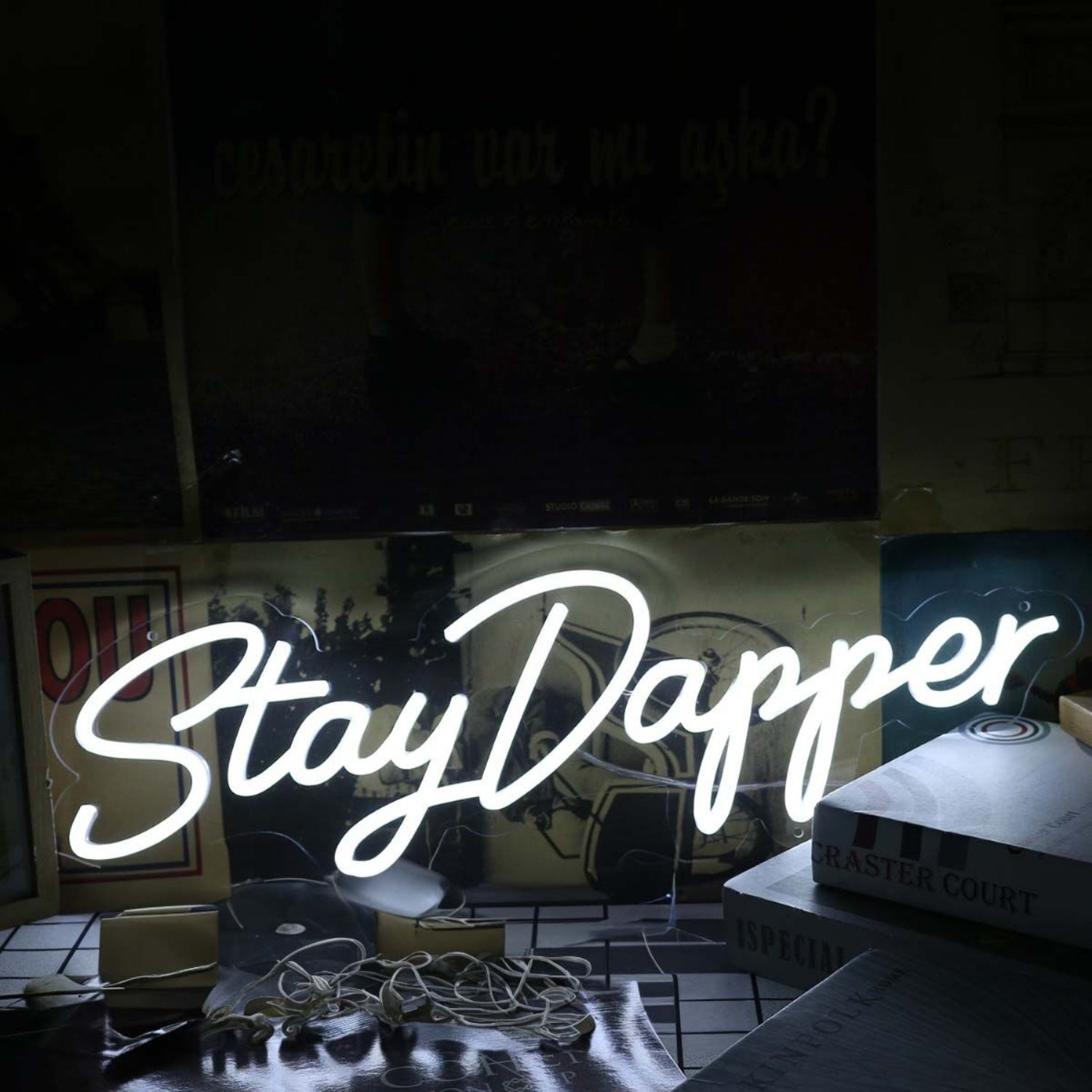 Stay Dapper White Led Neon Sign Finspirational And Stylish Spaces - Shineneon