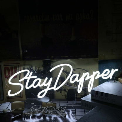 Stay Dapper White Led Neon Sign Finspirational And Stylish Spaces - Shineneon