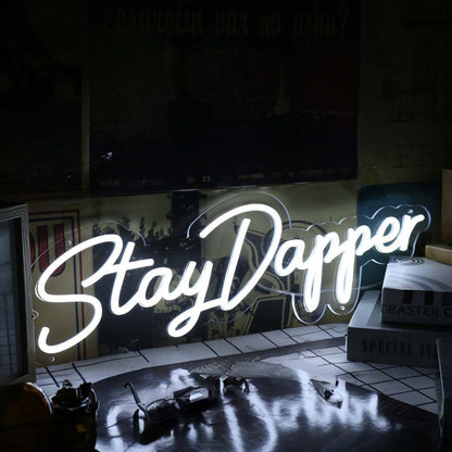 Stay Dapper White Led Neon Sign Finspirational And Stylish Spaces - Shineneon