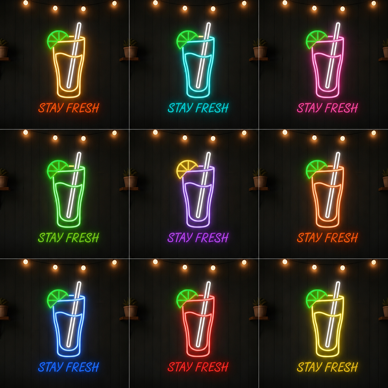 Stay Fresh LED Neon Sign - 05 Color Grid