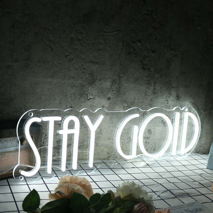 Stay Gold White Neon Sign For Inspirational And Positive Spaces | Shineneon