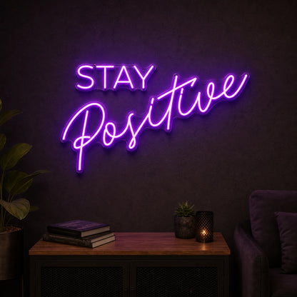 Stay Positive LED Neon Sign Garage Man Cave Neon Sign real lifestyle scene