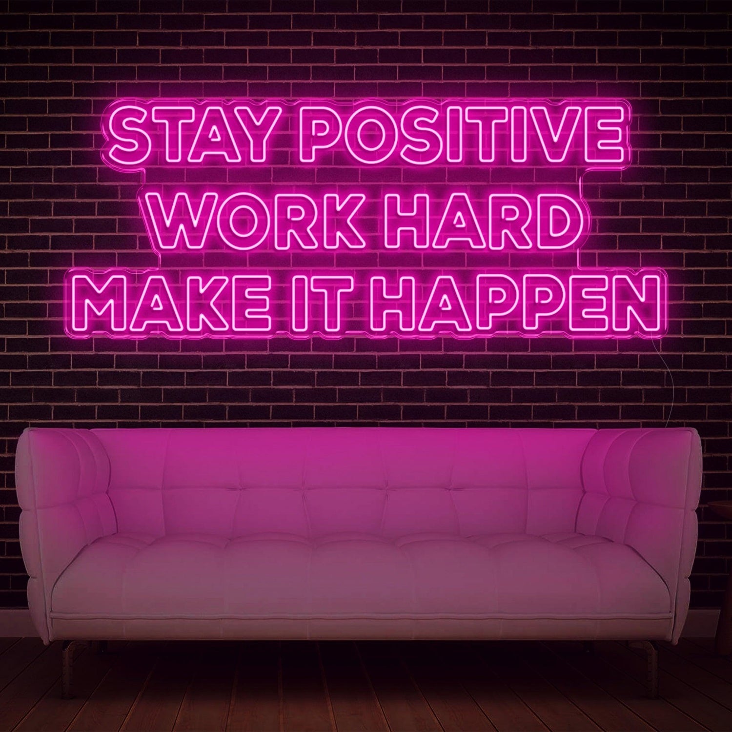 Stay Positive Work Hard Make It Happen Blue Led Neon Sign For Home Office Wall Decor | Shineneon