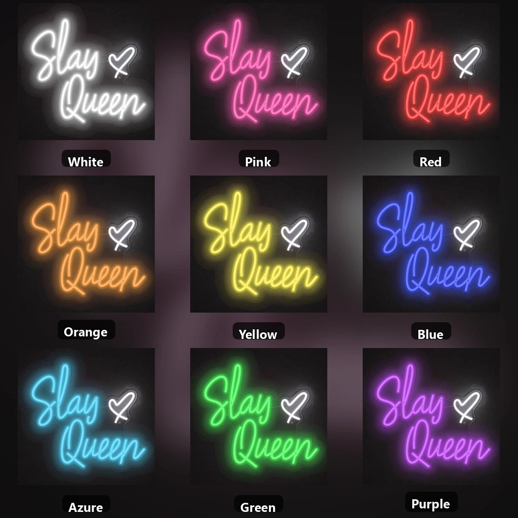 Stay Queen LED Neon Sign Garage Man Cave Neon Sign color grid