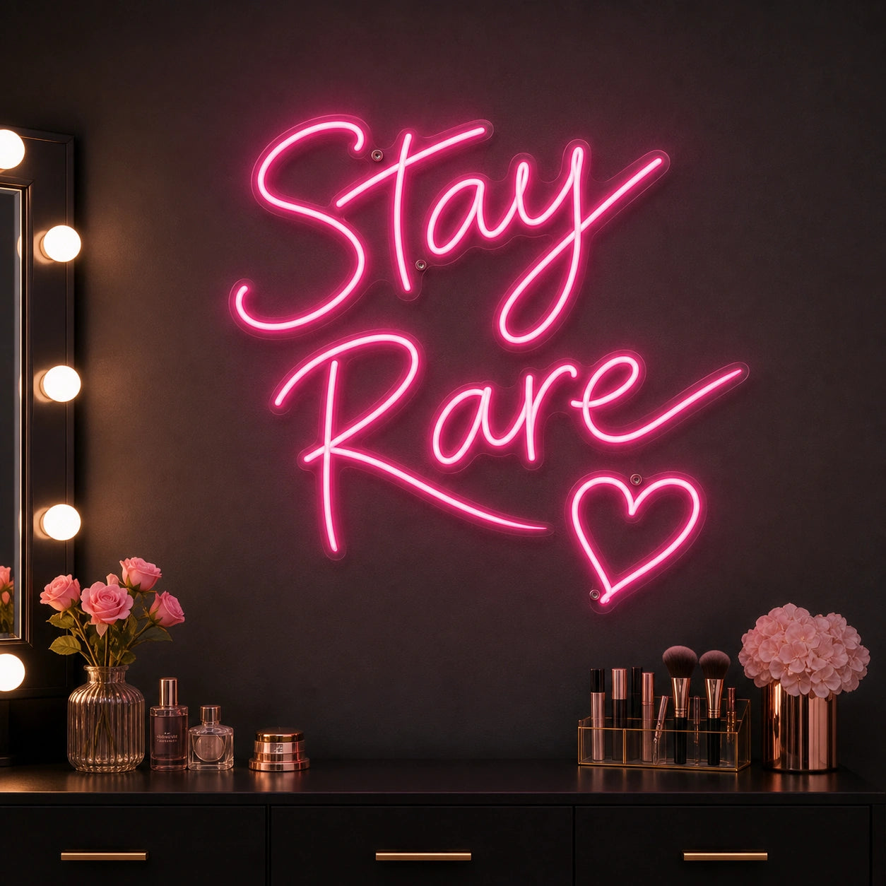 Stay Rare LED Neon Sign Garage Man Cave Neon Sign real lifestyle scene