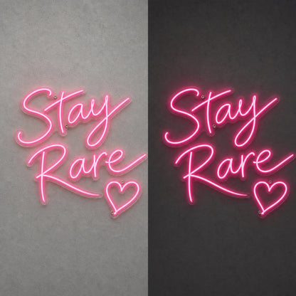 Stay Rare LED Neon Sign Garage Man Cave Neon Sign day and night comparison