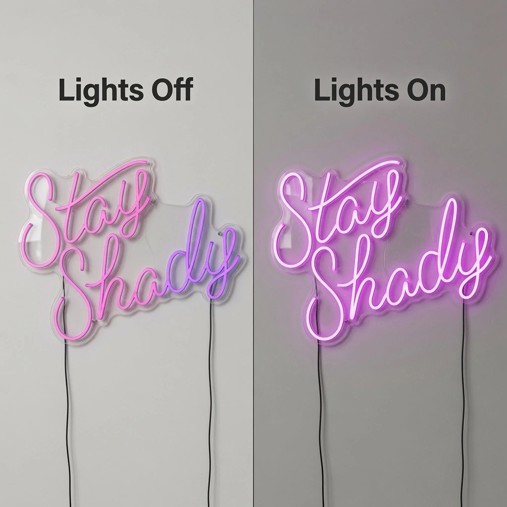 Stay Shady LED Neon Sign - 06 Day Night Comparison