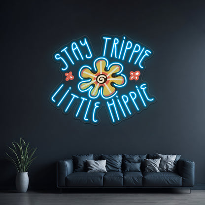 Stay Trippie Little Hippie Flower Neon Sign Artwork For Bar Neon Signs