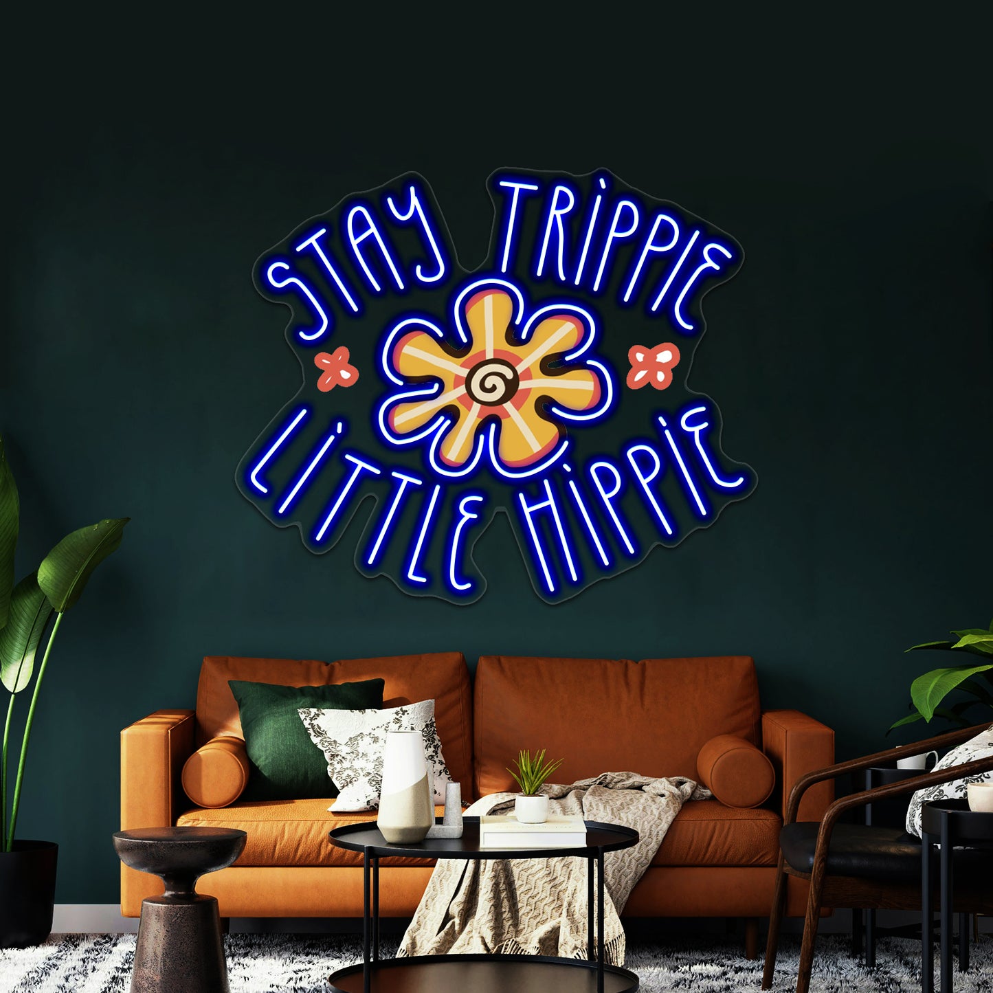 Stay Trippie Little Hippie Flower Neon Sign Artwork For Bar Neon Signs