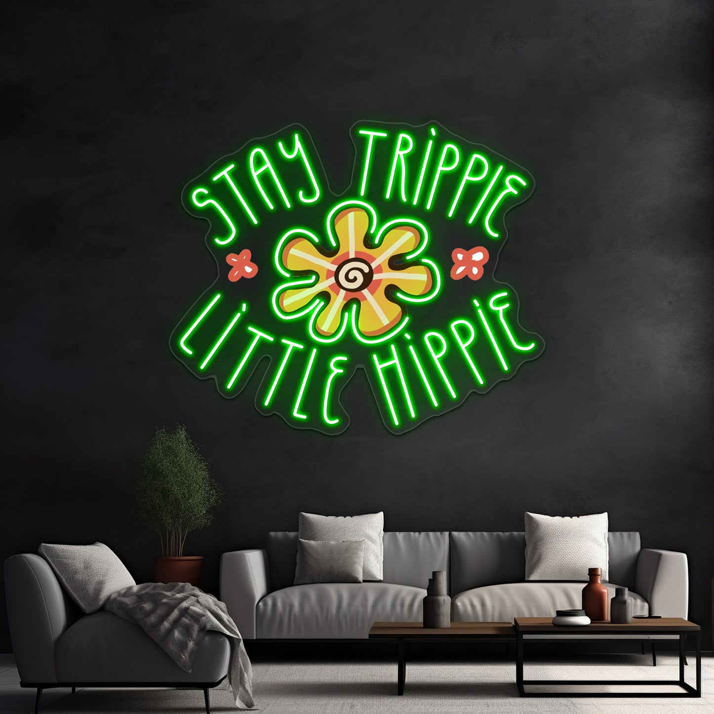 Stay Trippie Little Hippie Flower Neon Sign Artwork For Bar Neon Signs