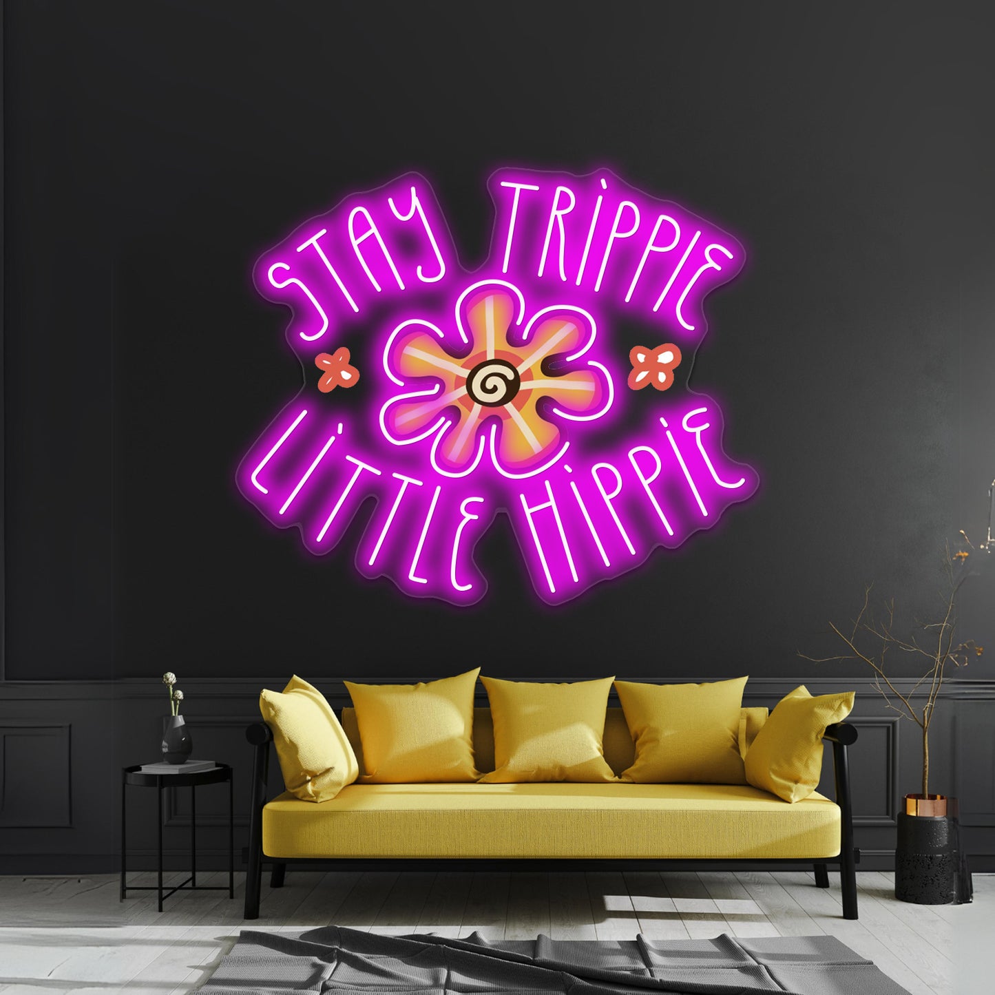 Stay Trippie Little Hippie Flower Neon Sign Artwork For Bar Neon Signs