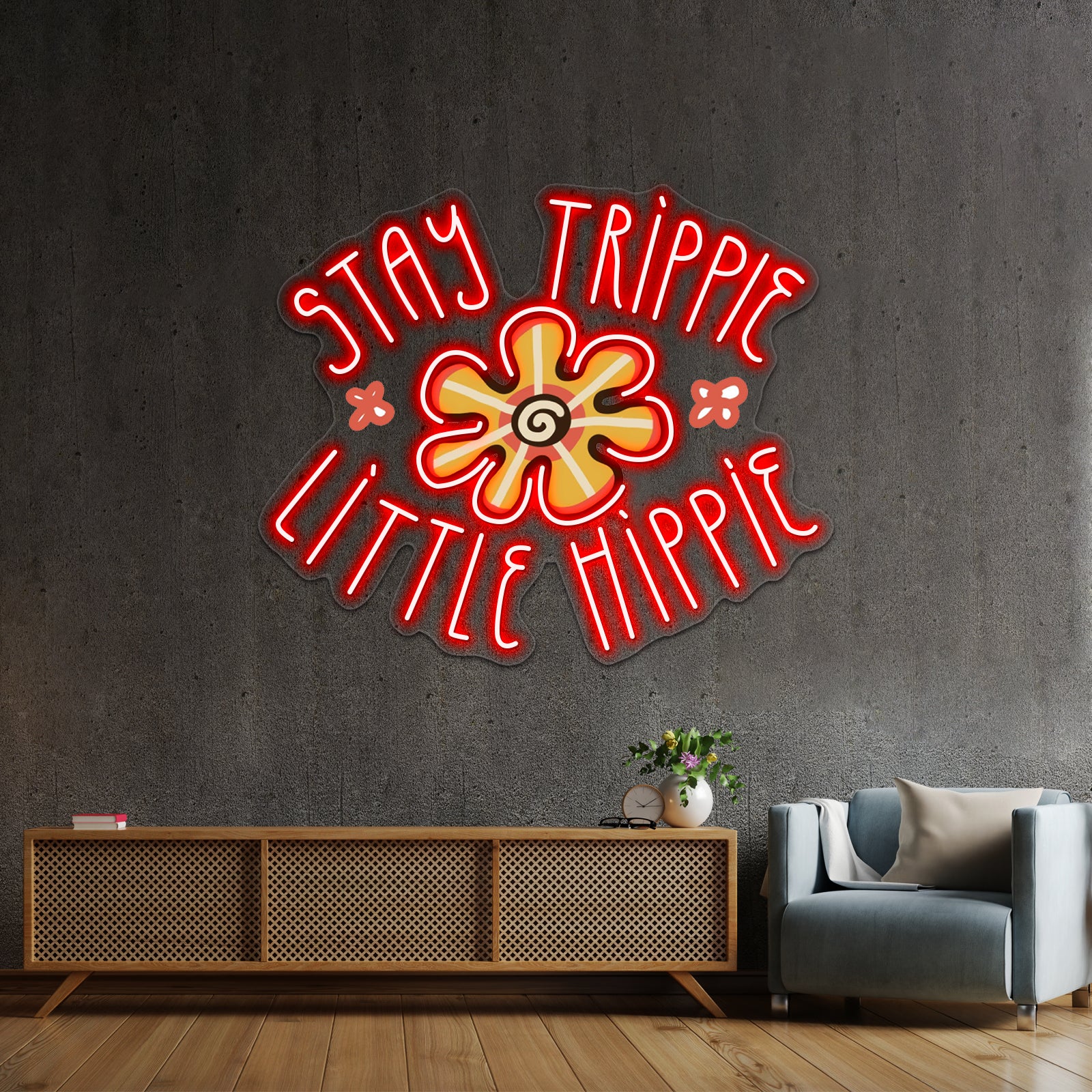 Stay Trippie Little Hippie Flower Neon Sign Artwork For Bar Neon Signs | Shineneon