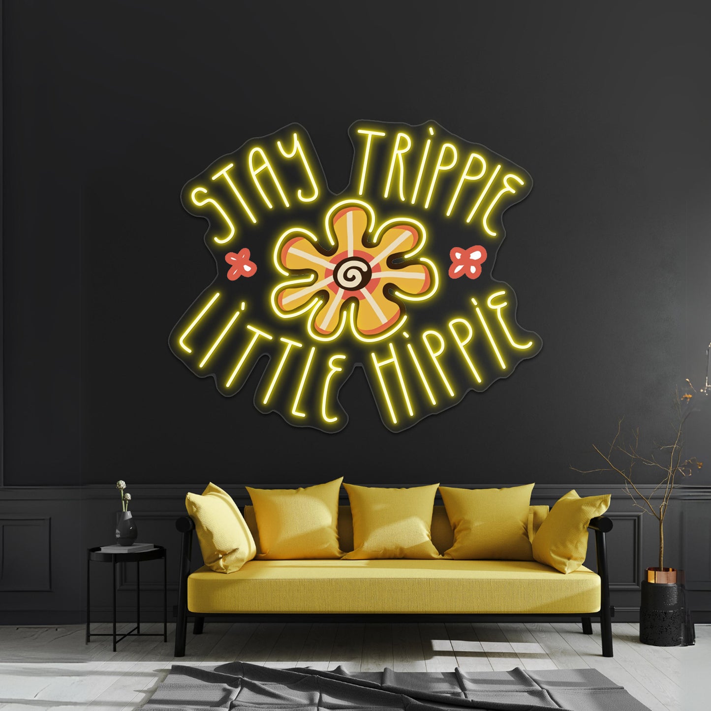 Stay Trippie Little Hippie Flower Neon Sign Artwork For Bar Neon Signs