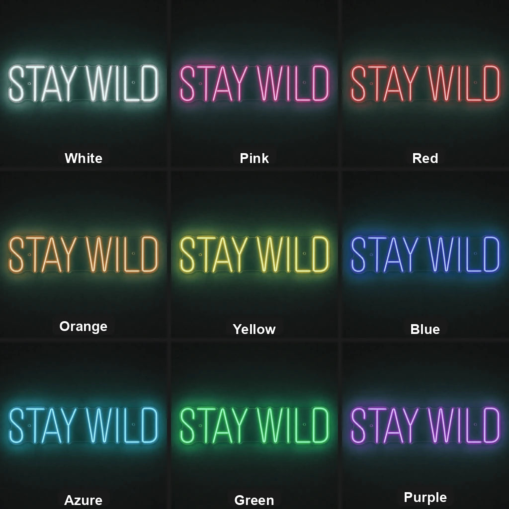 Stay Wild LED Neon Sign Garage Man Cave Neon Sign color grid