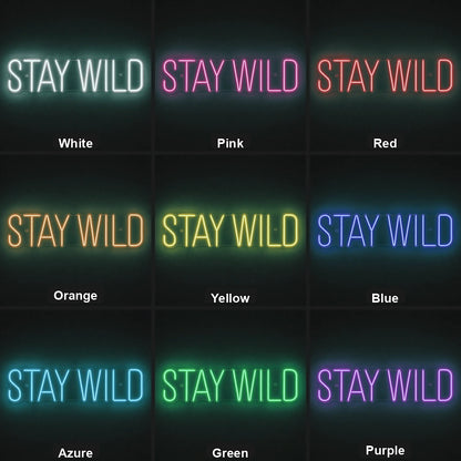 Stay Wild LED Neon Sign Garage Man Cave Neon Sign color grid