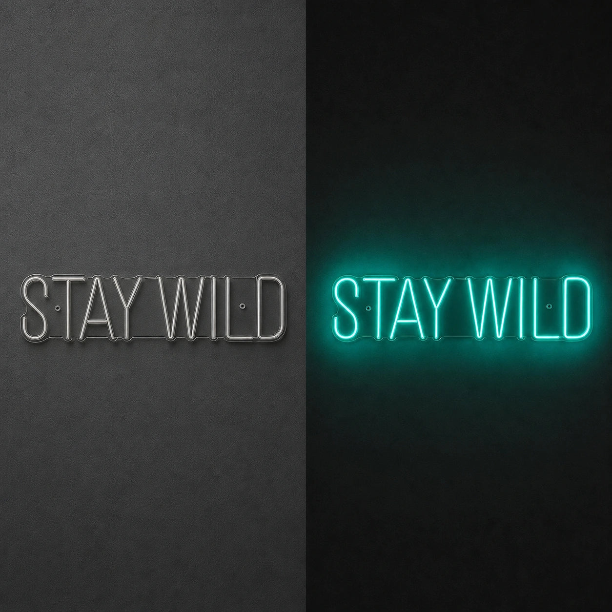 Stay Wild LED Neon Sign Garage Man Cave Neon Sign day and night comparison
