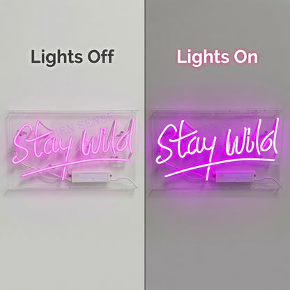 Stay Wild LED Neon Sign Home Decor - 06 Day Night Comparison