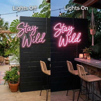 Stay Wild LED Neon Sign Home Wall Art Wall Neon Sign - 06 Day Night Comparison