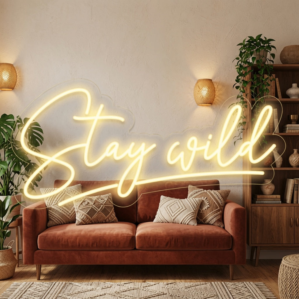 Stay Wild LED Neon Sign Wall Art - 03 Real Lifestyle Scene