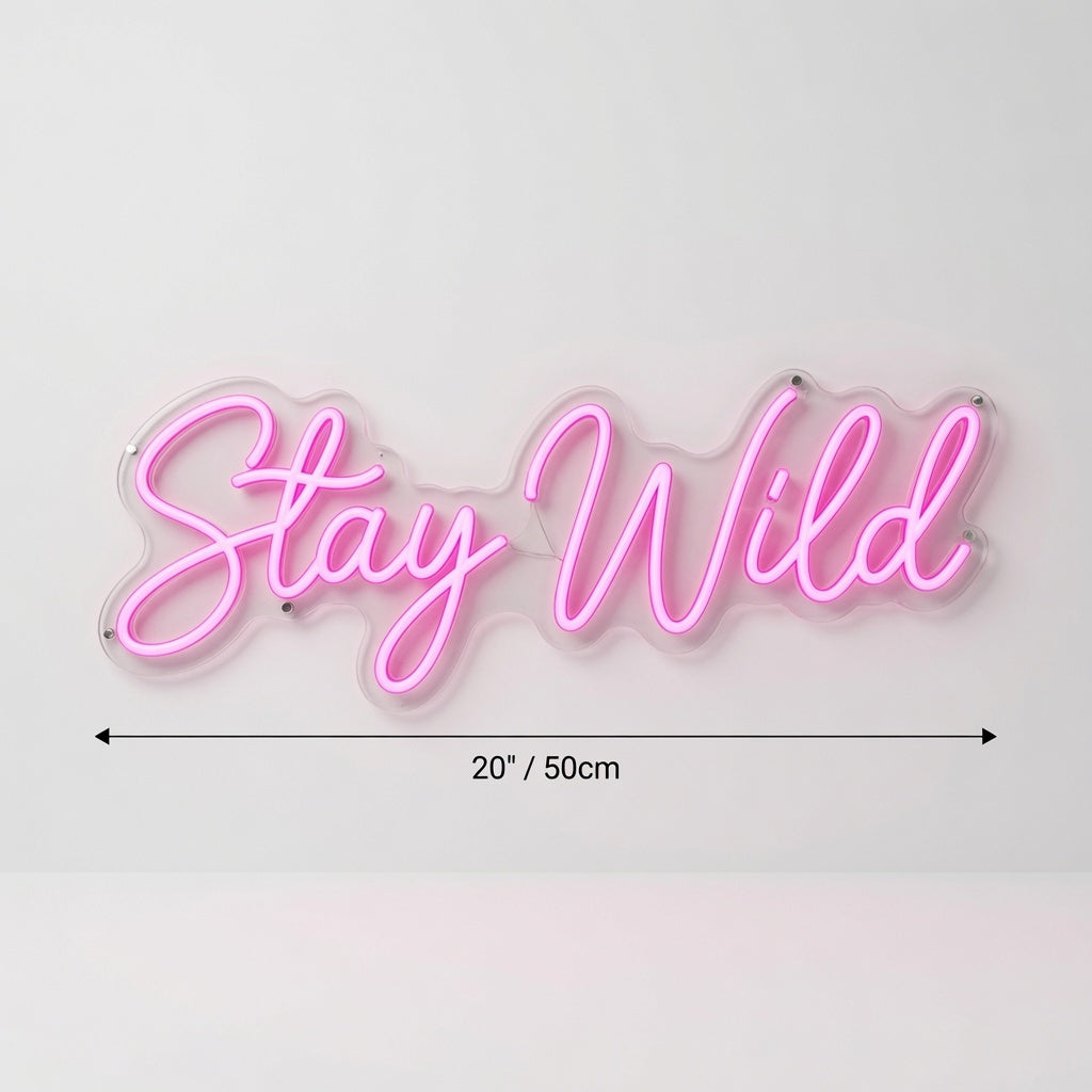 Stay Wild Lettering Home Decor LED Neon Sign - 04 Size Image