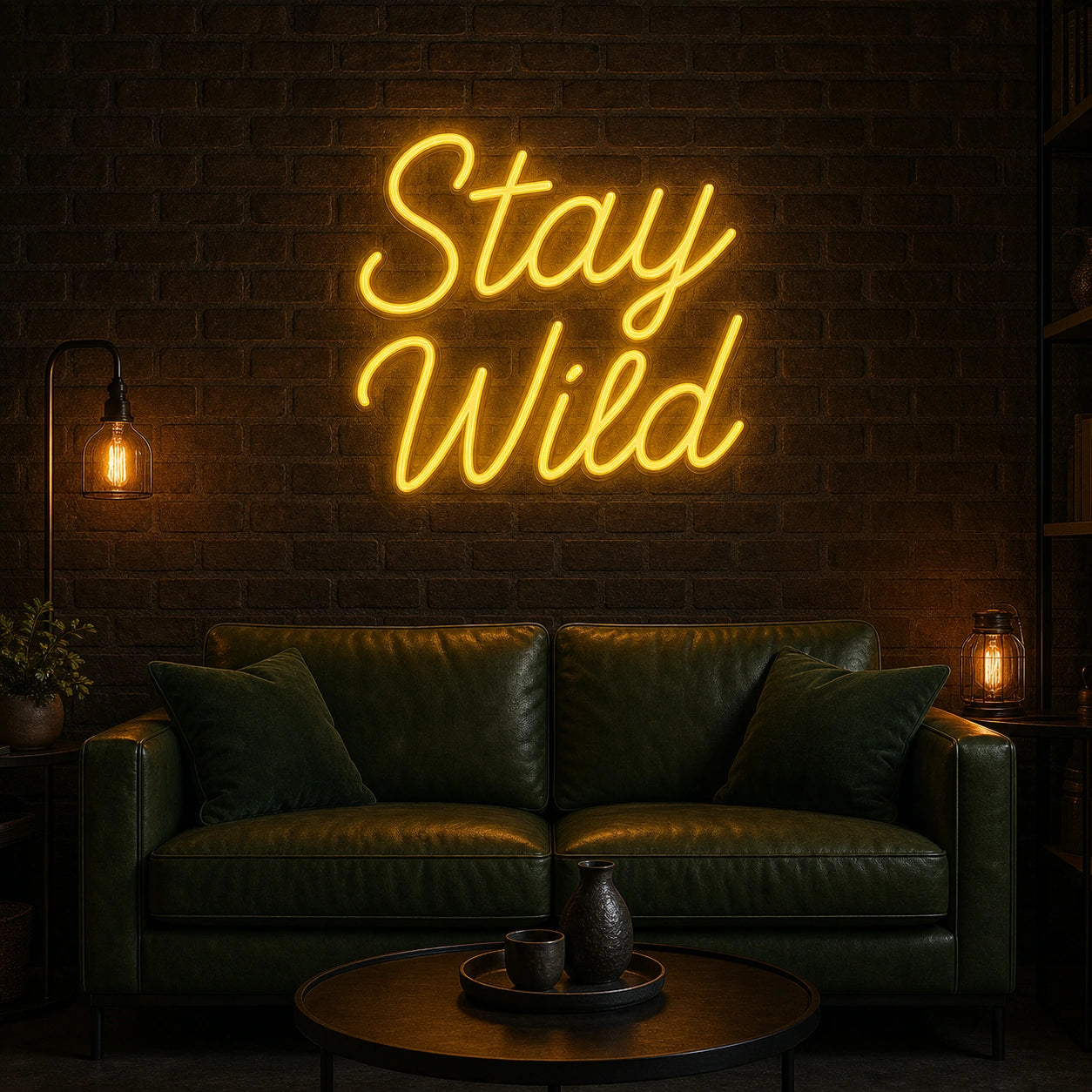 Stay Wild Wall Decor LED Neon Sign Garage Man Cave Neon Sign real lifestyle scene