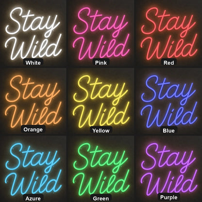 Stay Wild Wall Decor LED Neon Sign Garage Man Cave Neon Sign color grid