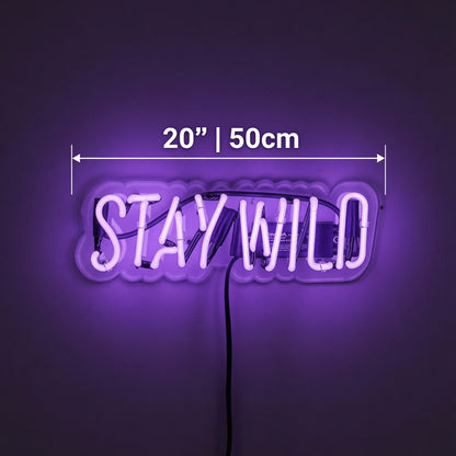 Stay Wild Word Art Wall Decor LED Neon Sign - 04 Size Image