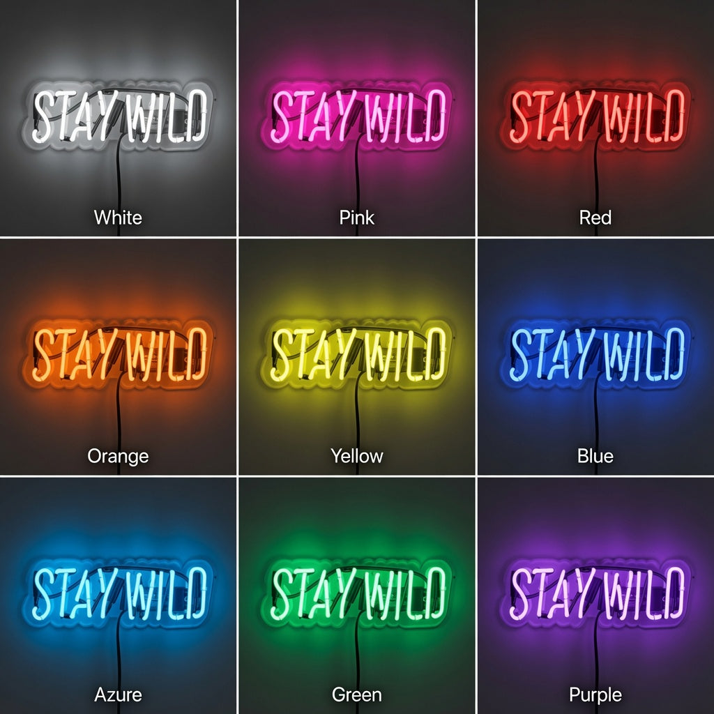 Stay Wild Word Art Wall Decor LED Neon Sign - 05 Color Grid