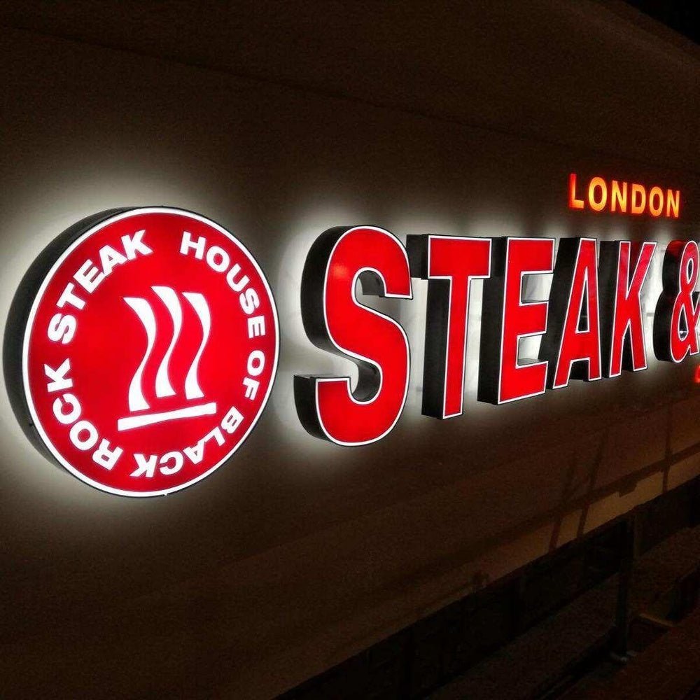 Steak Logo 3D Front And Back Lit Letters Metal Led Sign - Shineneon