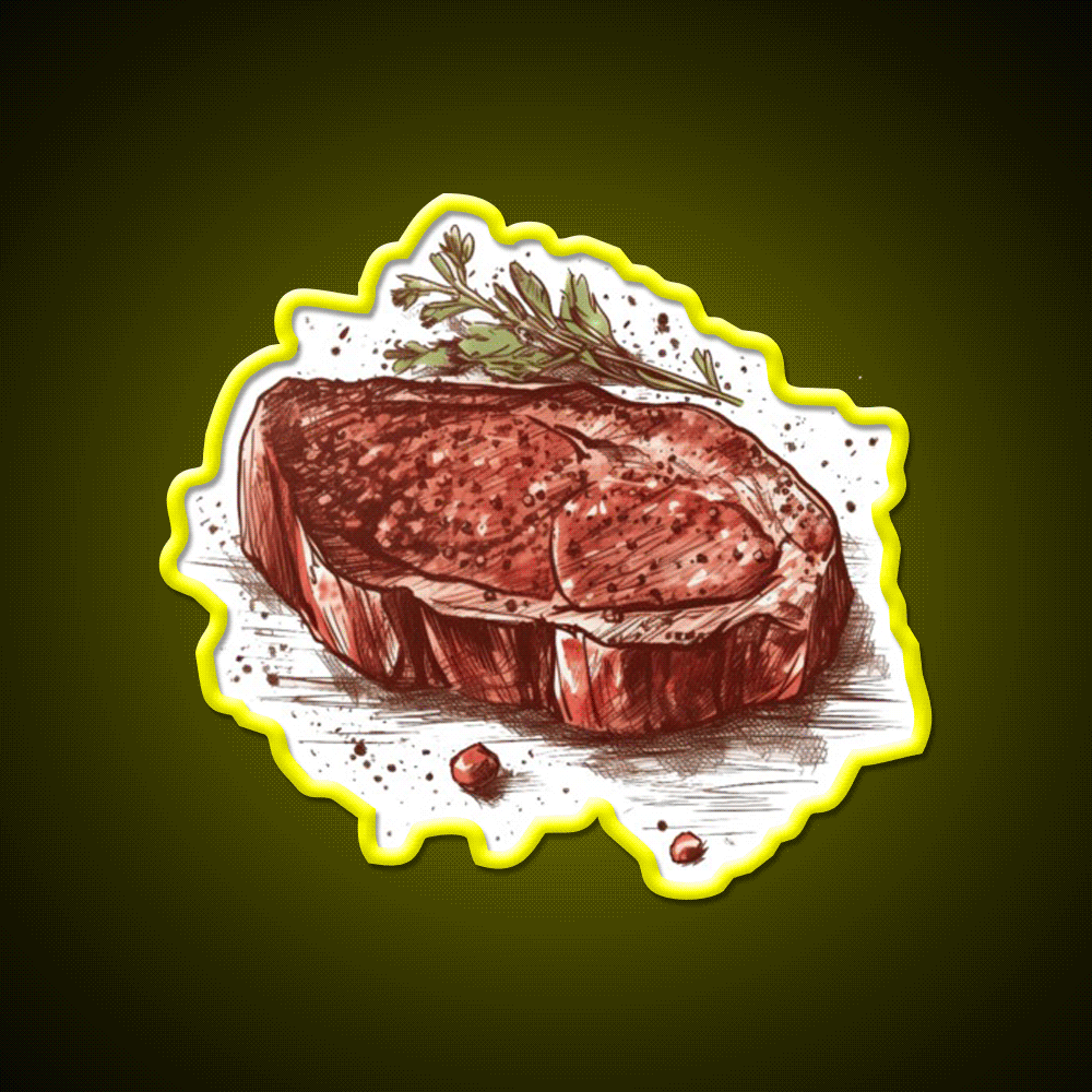 Steak Snack Food Led Neon Sign Rgb Color - Custom LED neon sign front view