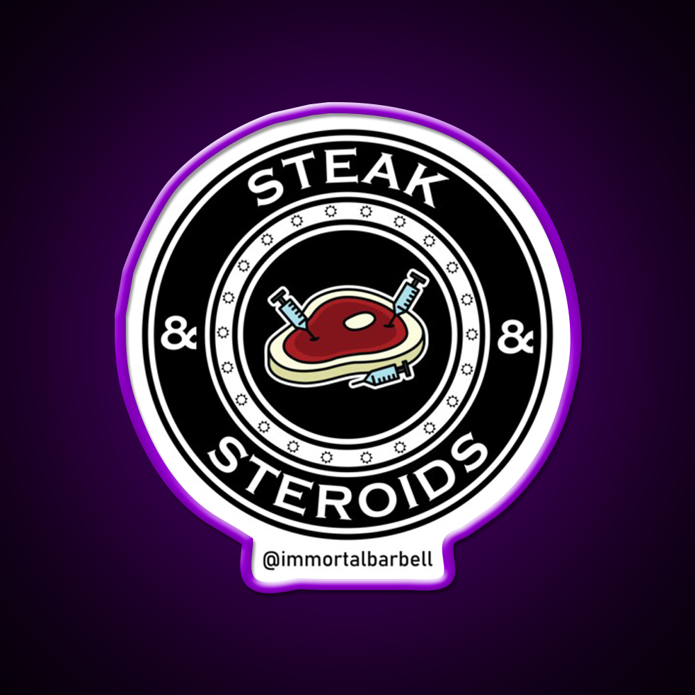 Steak Steroids Gym Fitness Led Neon Sign Rgb Color