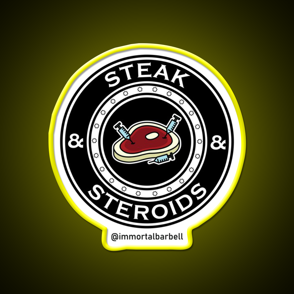 Steak Steroids Gym Fitness Led Neon Sign Rgb Color