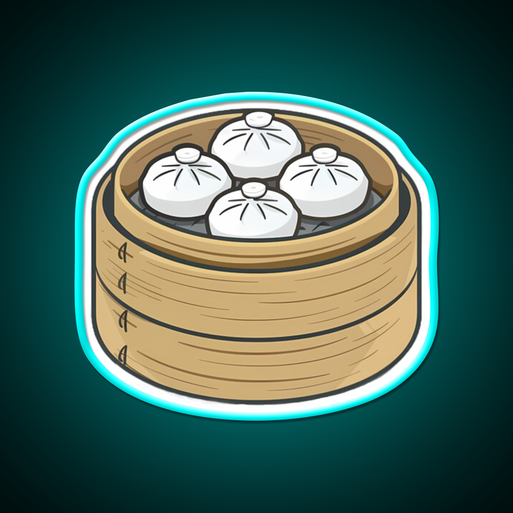 Steamed Buns In A Bamboo Steamer Led Neon Sign Chinese Food Rgb Color - Size and dimension reference