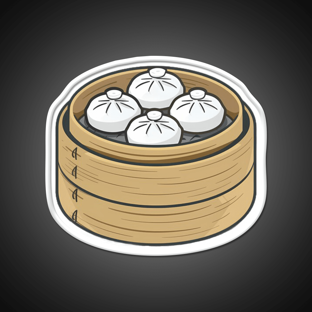 Steamed Buns In A Bamboo Steamer Led Neon Sign Chinese Food Rgb Color - Shineneon