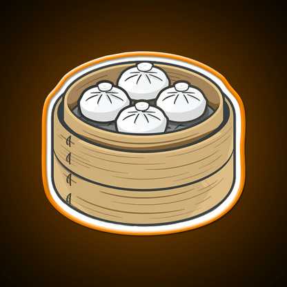 Steamed Buns In A Bamboo Steamer Led Neon Sign Chinese Food Rgb Color - Shineneon