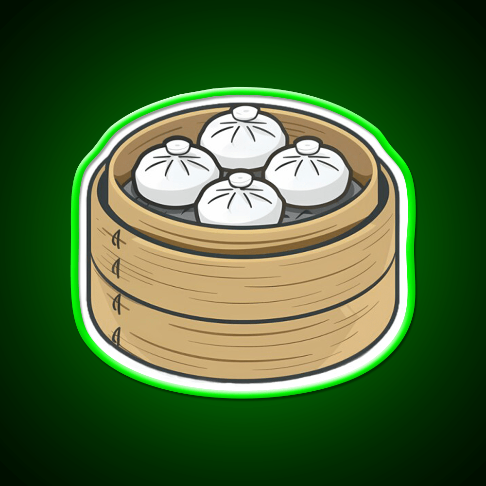 Steamed Buns In A Bamboo Steamer Led Neon Sign Chinese Food Rgb Color - Shineneon