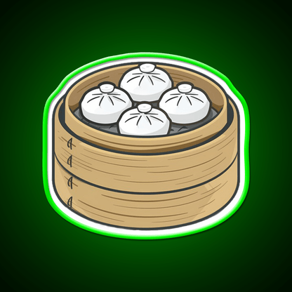 Steamed Buns In A Bamboo Steamer Led Neon Sign Chinese Food Rgb Color - Shineneon