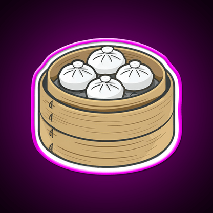 Steamed Buns In A Bamboo Steamer Led Neon Sign Chinese Food Rgb Color - Shineneon