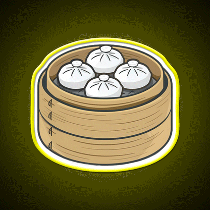 Steamed Buns In A Bamboo Steamer Led Neon Sign Chinese Food Rgb Color - Custom LED neon sign front view