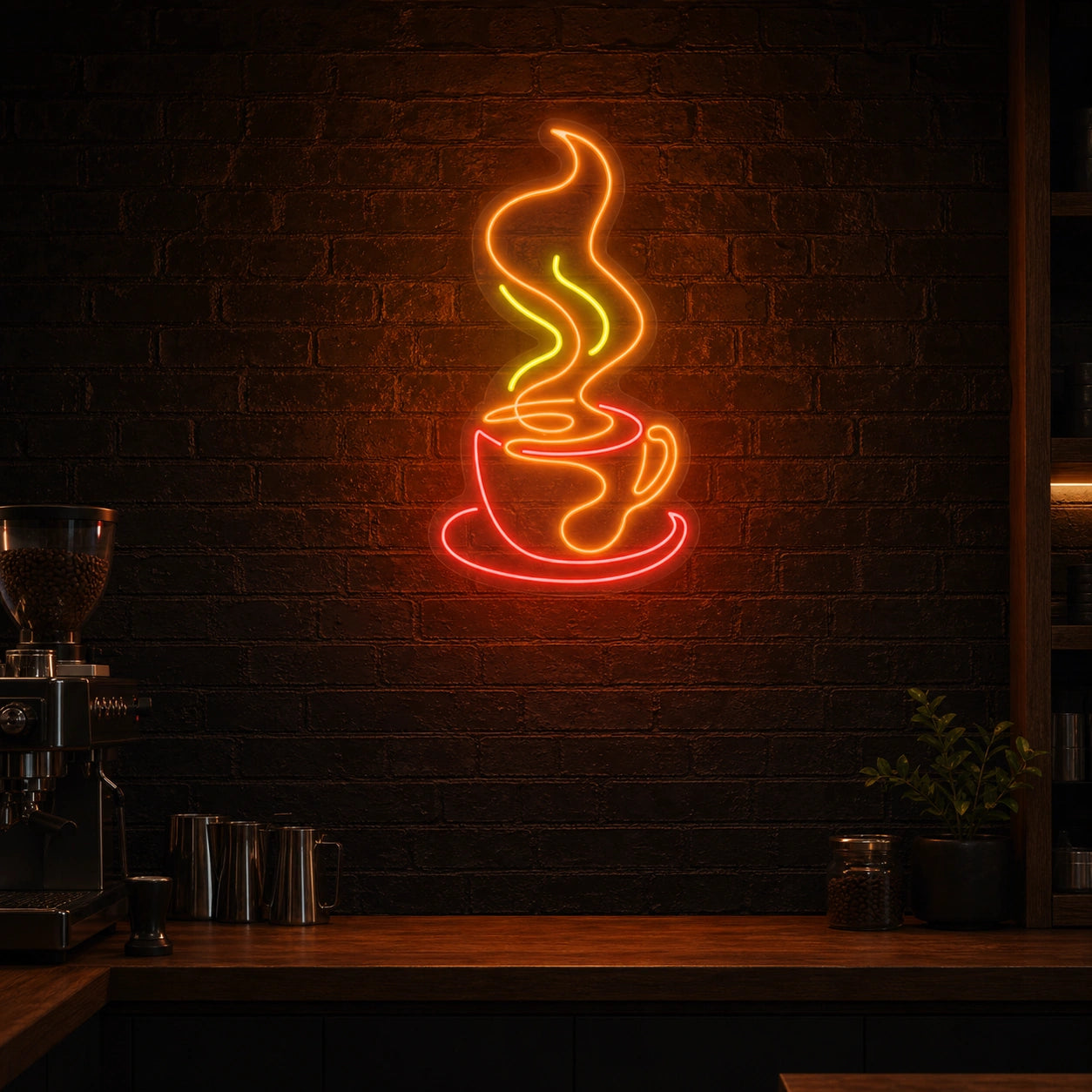 Steaming Coffee Cup And Saucer LED Neon Sign Garage Man Cave Neon Sign high-converting product image