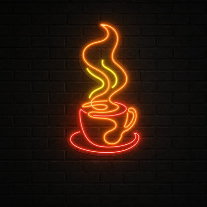 Steaming Coffee Cup And Saucer LED Neon Sign Garage Man Cave Neon Sign main product image